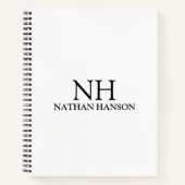 Carnet Monogramme Moderne Simple Noir et Blanc (Devant)