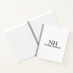 Carnet Monogramme Moderne Simple Noir et Blanc