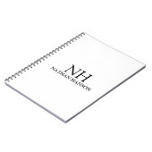 Carnet Monogramme Moderne Simple Noir et Blanc (Côté gauche)
