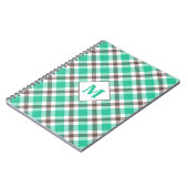 Carnet Monogramme moderne Turquoise Vert Plaid Tartan Mot (Côté gauche)