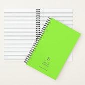 Carnet Monogramme Moderne Vert Néon Tendance (À l'intérieur)