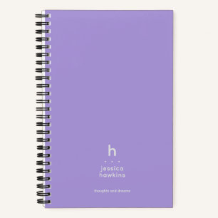 Carnet Monogramme Moderne Violet Clair Tendance