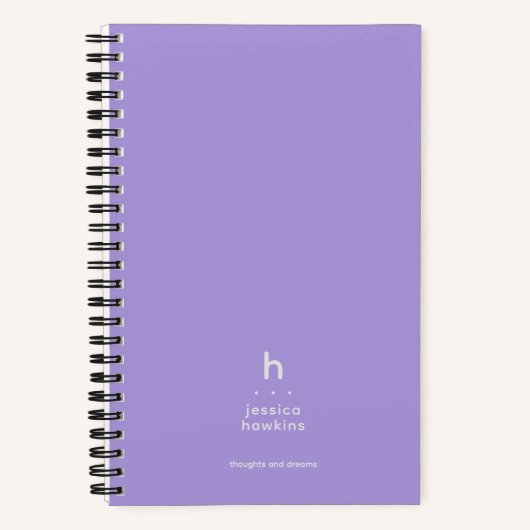 Carnet Monogramme Moderne Violet Clair Tendance (Recto)
