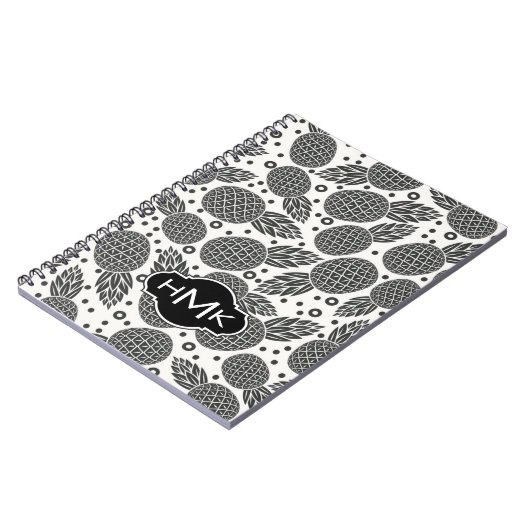 Carnet Monogramme monochrome des ananas | (Côté gauche)