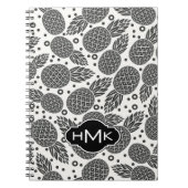 Carnet Monogramme monochrome des ananas | (Devant)