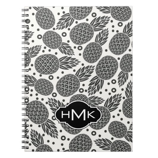 Carnet Monogramme monochrome des ananas | (Devant)