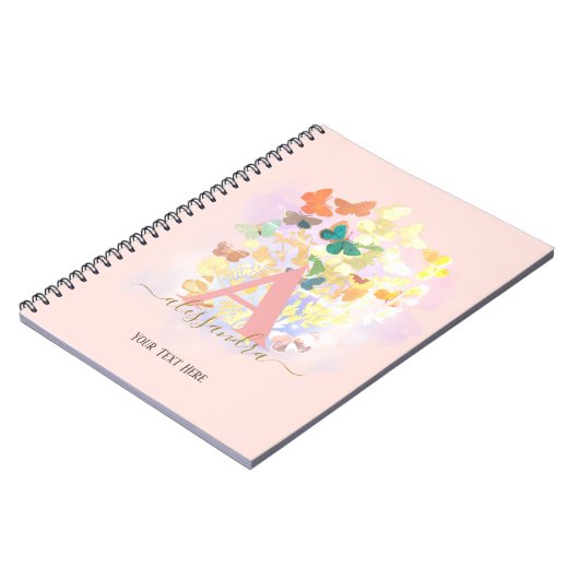 Carnet monogramme monogramme de papillon moderne élégant  (Côté gauche)