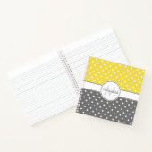 Carnet Monogramme Motif à points de Polka gris jaune mode (Intérieur)