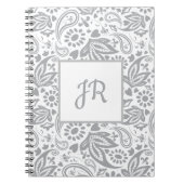 Carnet Monogramme Motif blanc gris chic (Devant)