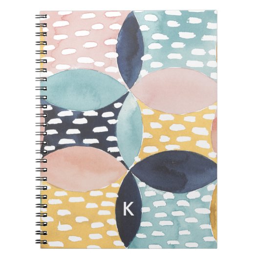 Carnet Monogramme | Motif circulaire Abstrait (Devant)