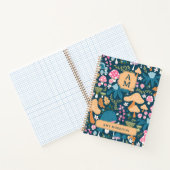 Carnet Monogramme Motif de champignon bleu rose (Intérieur)