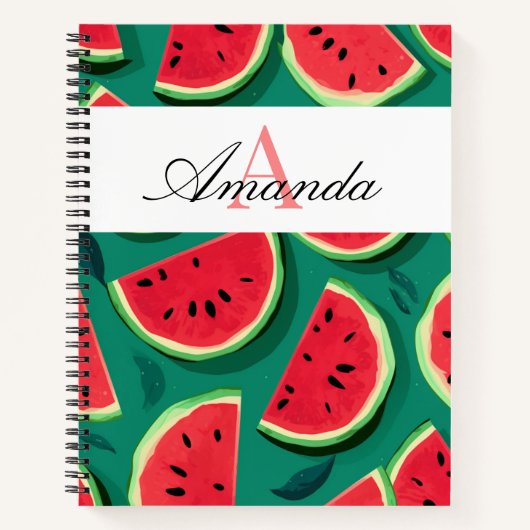Carnet Monogramme Motif de pastèque Vector Green Superbe (Devant)