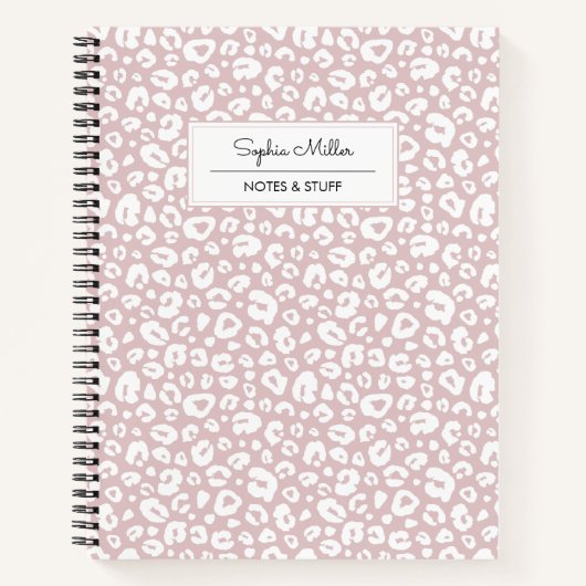Carnet Monogramme Motif de peau de léopard rose chic (Devant)