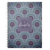 Carnet Monogramme Motif des cercles rétro violet et vert (Devant)