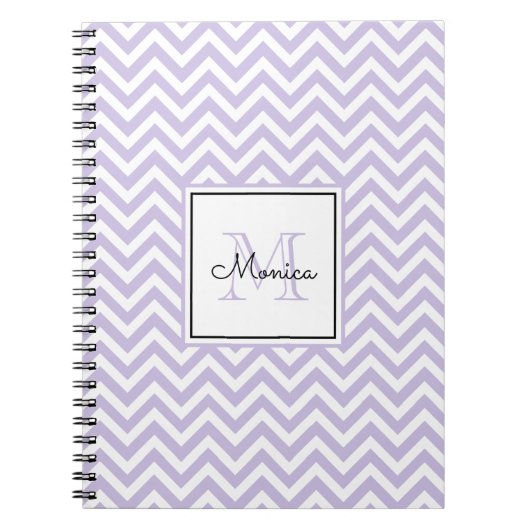 Carnet Monogramme Motif Lavender Chevron moderne (Devant)