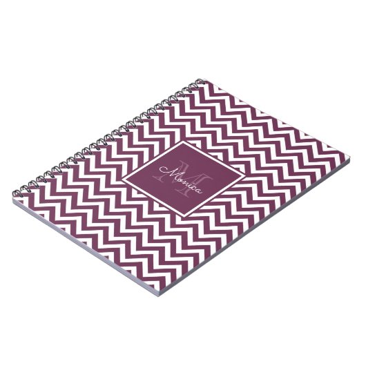 Carnet Monogramme Motif moderne Plum Chevron (Côté gauche)