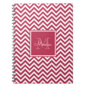 Carnet Monogramme Motif moderne Red Magenta Chevron (Devant)
