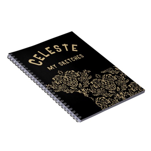 Carnet Monogramme Motif or sur noir | (Côté Droit)