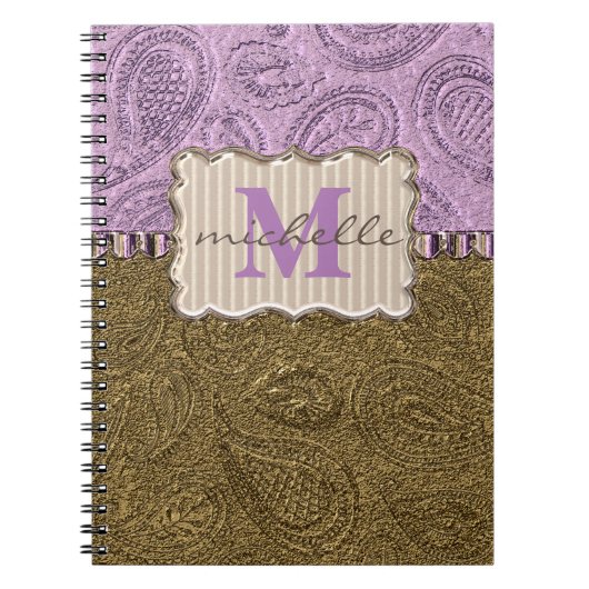 Carnet Monogramme Motif Paisley (Devant)