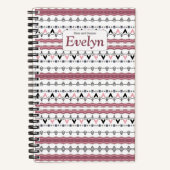 Carnet Monogramme Motif rose personnalisé (Recto)