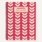 Carnet Monogramme Motif Vibe Vibe Rose Personnalisé (Devant)