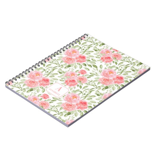 Carnet Monogramme Motif Watercolor Peony (Côté gauche)
