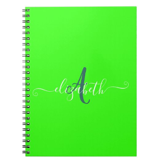 Carnet Monogramme Néon Fluorescent Vert (Devant)