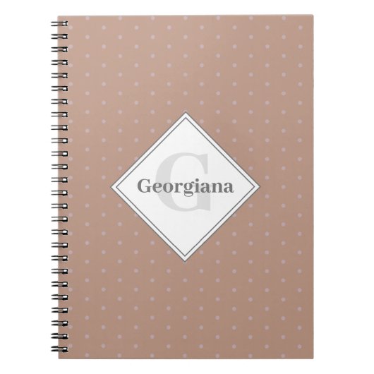 Carnet Monogramme Neutres géométriques chauds Pois beige (Devant)