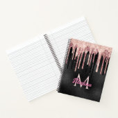 Carnet monogramme noir à goutte noire rose chic (Intérieur)