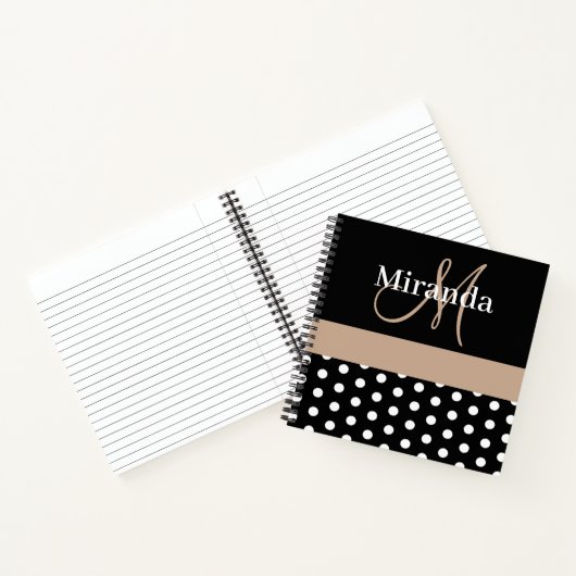Carnet Monogramme noir blanc beige Pois (Intérieur)