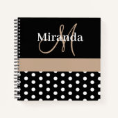 Carnet Monogramme noir blanc beige Pois (Devant)