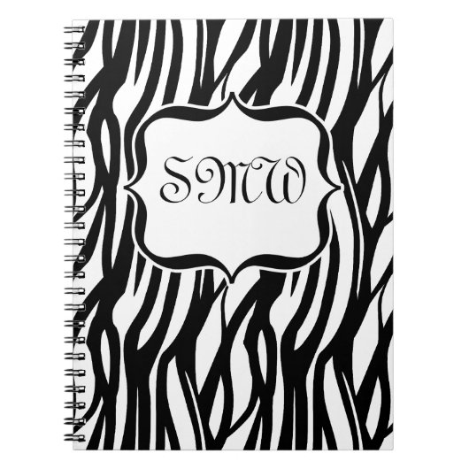 Carnet Monogramme noir/blanc de zèbre (Devant)