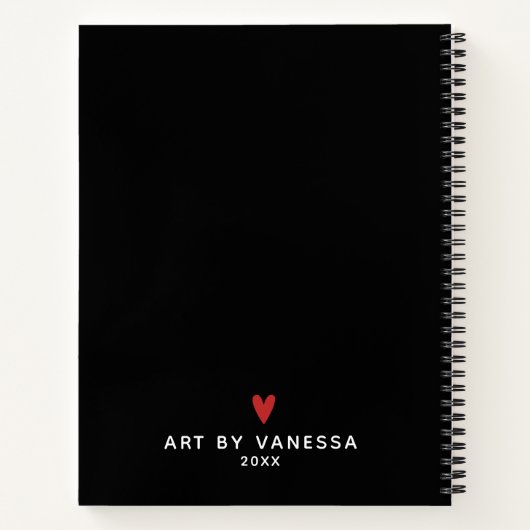 Carnet Monogramme Noir Blanc Script Artiste Sketchbook (Dos)