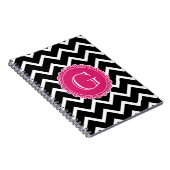 Carnet Monogramme noir Chevron rose chaud (Côté Droit)