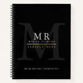 Carnet Monogramme noir élégant (Devant)
