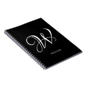 Carnet Monogramme noir élégant personnalisé initial (Côté Droit)