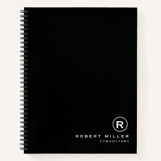 Carnet Monogramme noir et blanc customisé initial (Devant)