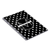 Carnet Monogramme | Noir et blanc Cute Polka Dot Motif (Côté Droit)