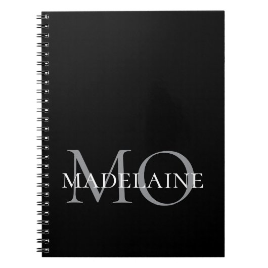 Carnet Monogramme noir et blanc personnel (Devant)