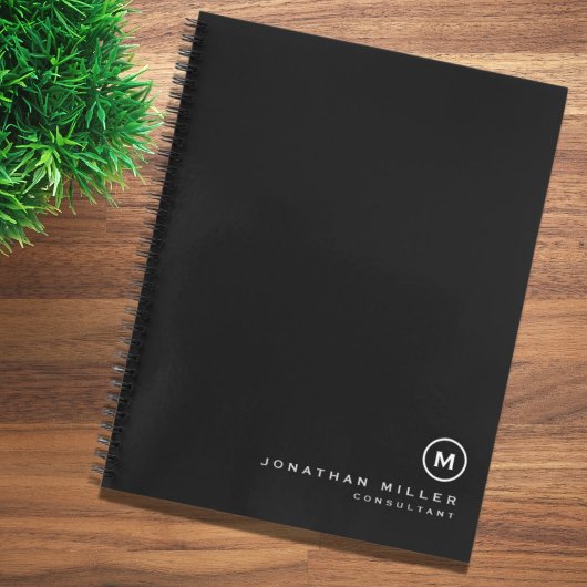Carnet Monogramme noir et blanc professionnel initial