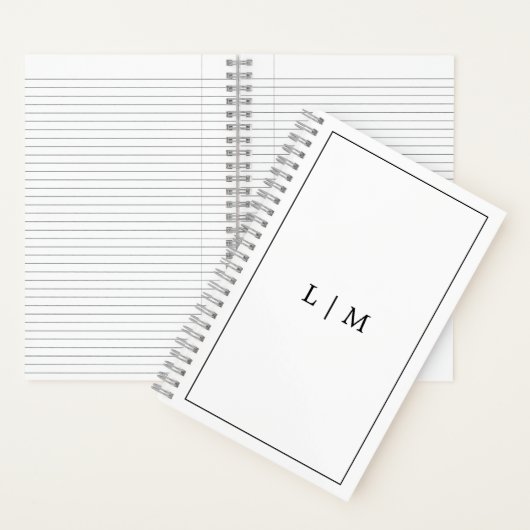 Carnet Monogramme noir et blanc simple (À l'intérieur)