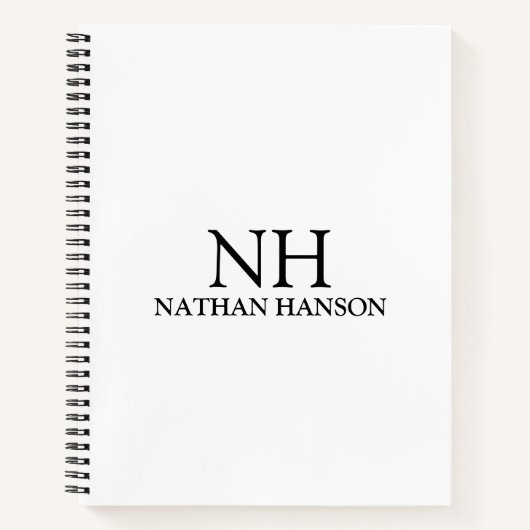 Carnet Monogramme noir et blanc simple Moderne (Devant)