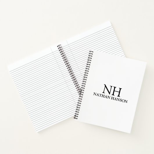 Carnet Monogramme noir et blanc simple Moderne (Intérieur)