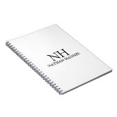Carnet Monogramme noir et blanc simple Moderne (Côté Droit)