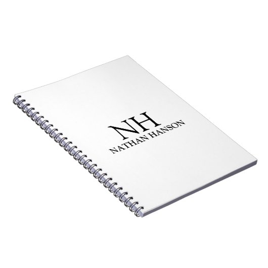 Carnet Monogramme noir et blanc simple Moderne (Côté Droit)