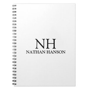Carnet Monogramme noir et blanc simple Moderne