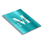 Carnet Monogramme noir et blanc Turquoise Bleu Feuille (Côté Droit)