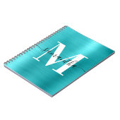 Carnet Monogramme noir et blanc Turquoise Bleu Feuille (Côté gauche)