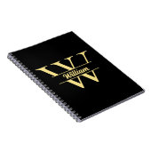 Carnet Monogramme noir et or | Écriture initiale élégante (Côté Droit)