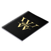 Carnet Monogramme noir et or | Écriture initiale élégante (Côté gauche)